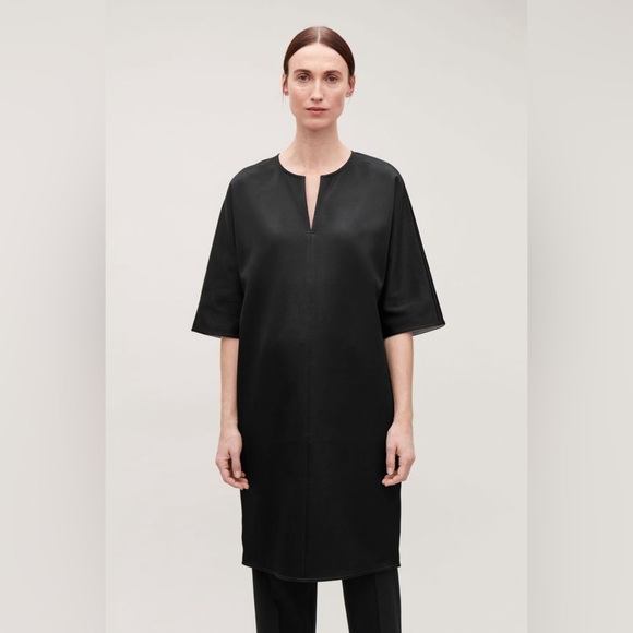 COS NWOT Batwing Sleeved Jersey Dress in Black - Picture 2 of 11